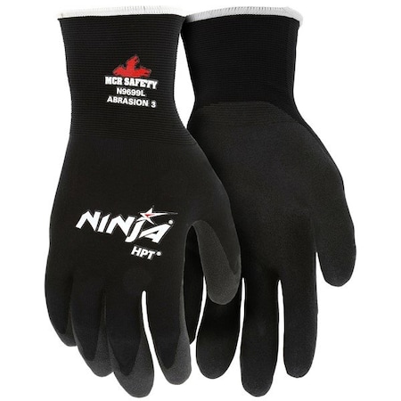 Mcr Safety Ninja Gloves, Medium, Nylon, Black, Knit Wrist Cuff, PR N9699M